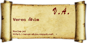 Veres Áhim névjegykártya